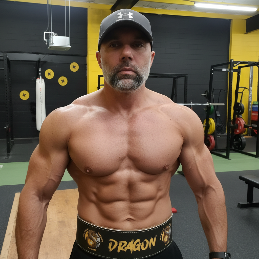 shirtless with belt